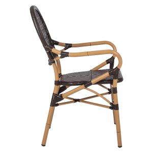 Chair with armrests aluminum and rattan Hm5926,01 56x62x95hcm