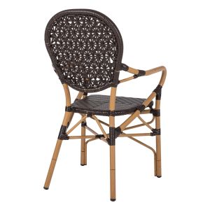 Chair with armrests aluminum and rattan Hm5926,01 56x62x95hcm