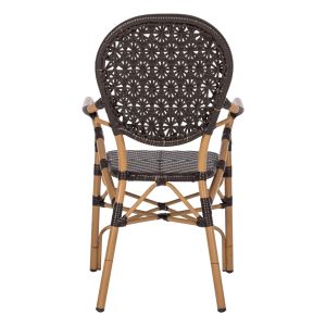 Chair with armrests aluminum and rattan Hm5926,01 56x62x95hcm