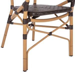 Chair with armrests aluminum and rattan Hm5926,01 56x62x95hcm