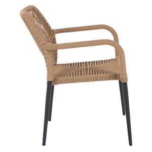Chair with armrests aluminum with rope Hm5771,02 55x63x82cm