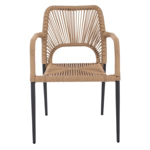 Chair with armrests aluminum with rope Hm5771,02 55x63x82cm