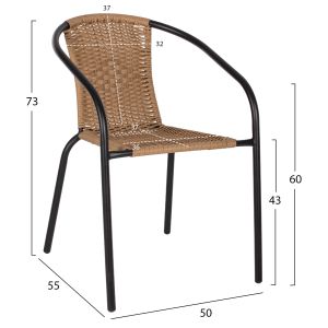 Chair with armrests metal and willow Hm5015,04