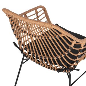 Chair with armrests metal and rattan Hm5864,01 58,5x60,5x80cm