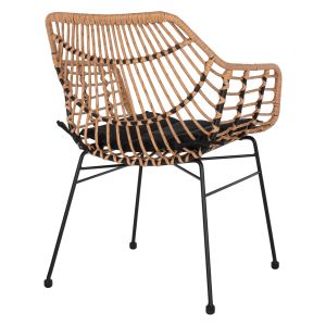 Chair with armrests metal and rattan Hm5864,01 58,5x60,5x80cm
