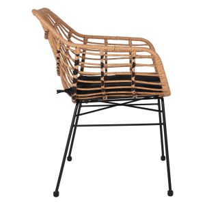 Chair with armrests metal and rattan Hm5864,01 58,5x60,5x80cm