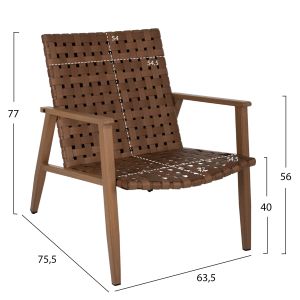 Chair with armrests made of metal imitating wood 63.5x75.5x77hcm Hm5868.01