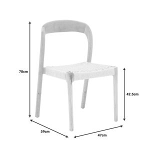 Taurine rope-rubberwood chair in natural color 47x59x78cm