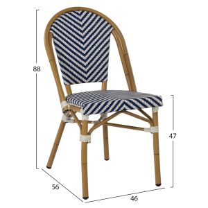 Chair textile and aluminum imitating bamboo Hm5860,02 46x56x88hcm