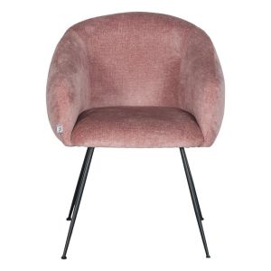 Armchair 1280 in pink fabric with metal legs, dimensions 62x60x79cm