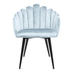 Briella 1937 armchair, light blue velvet and black metal legs
