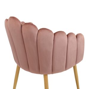 Стол-кресло Briella розово кадифе и метални крака в естествен нюанс 60x56x84см