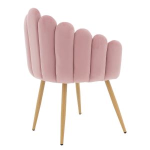 Briella armchair with pink velvet fabric and metal legs