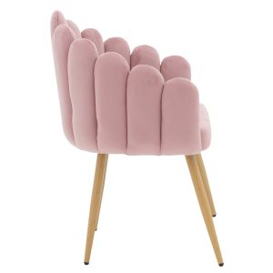Briella armchair with pink velvet fabric and metal legs