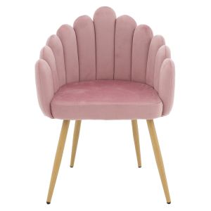 Briella armchair with pink velvet fabric and metal legs