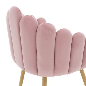Briella armchair with pink velvet fabric and metal legs