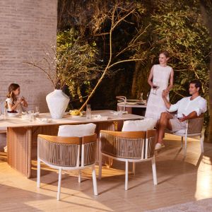 Chair-armchair Ethereal Sm6166 teak wood - polyethylene rubber - olefin 60x63x84 cm.