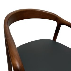 Стол-кресло Hogie от каучуково дърво масив в кафяво с черна седалка 61x60x76см
