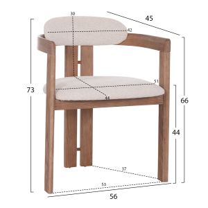 Dining chair Kall Winsor Hm18247.01 beige boucle brown legs 56x45x73cm.