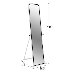 Standing mirror with white metal frame Hm8263,01
