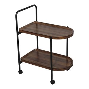 SIDE TABLE TROLLEY WHELEA, MDF-METAL, WALNUT-BLACK COLOR, 40X60X69CM