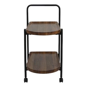 SIDE TABLE TROLLEY WHELEA, MDF-METAL, WALNUT-BLACK COLOR, 40X60X69CM