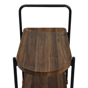SIDE TABLE TROLLEY WHELEA, MDF-METAL, WALNUT-BLACK COLOR, 40X60X69CM
