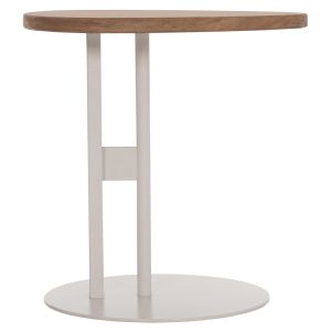 Oval side table Alper Hm18328 Mdf in sonama - metal base in white 50x50x51cm.