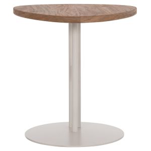 Oval side table Alper Hm18328 Mdf in sonama - metal base in white 50x50x51cm.