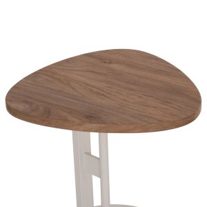 Oval side table Alper Hm18328 Mdf in sonama - metal base in white 50x50x51cm.