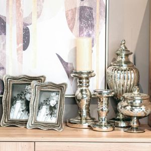 Glass candlestick Fl16265 silver color 10x20cm