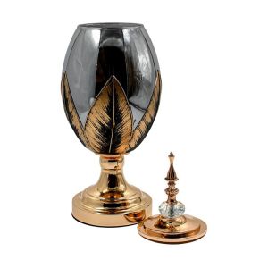 Glass vase with lid Fl3087 black-gold color 17x47cm