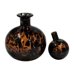 Glass decorative bottle Fl1828 amber animal print 17x21cm