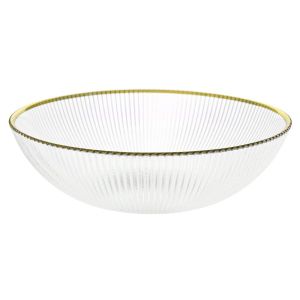 Glass bowl with gold rim D25cm