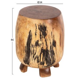 Stool Bozzo Hm9762 made of solid natural wood - D34x46cm