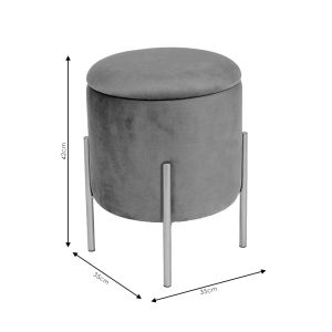 Stool Creativity velvet gray-gold color D35x42cm
