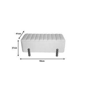Табуретка Daph Trunk бяло кадифе 90х41х37