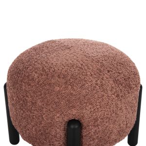 Ewan stool pink boucle - black metal legs D45x36hcm Hm9596,02