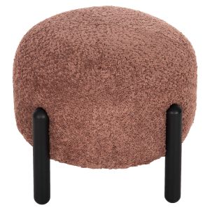 Ewan stool pink boucle - black metal legs D45x36hcm Hm9596,02
