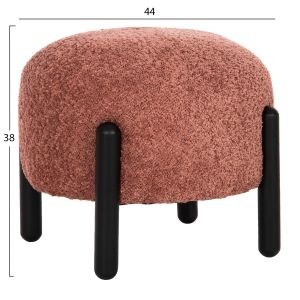 Ewan stool pink boucle - black metal legs D45x36hcm Hm9596,02