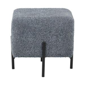 Ivanna stool in blue boucle with black metal legs, dimensions 38x38x36cm