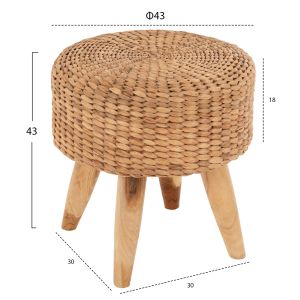 Stool Jim Hm7824 teak wood in natural color - matte seat D43x43cm