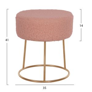 Stool Karlo Hm8411,22 rose ash color boucle with gold base D35x41hcm