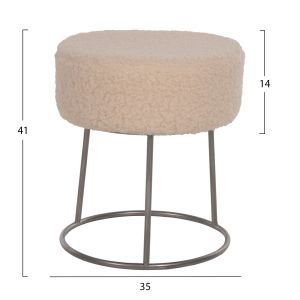 Stool Karlo Hm8411,23 boucle color white with silver base D35x41hcm