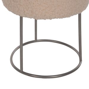 Stool Karlo Hm8411,23 boucle color white with silver base D35x41hcm