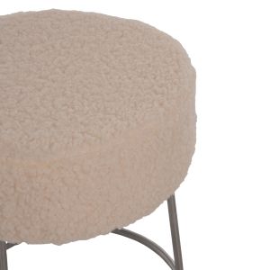 Stool Karlo Hm8411,23 boucle color white with silver base D35x41hcm