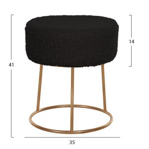 Stool Karlo Hm8411,24 boucle black color with gold base D35x41hcm