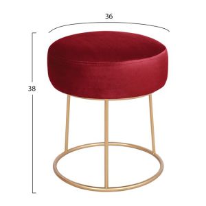 Stool Karlo Velvet Golden Line Hm8411,06 red with gold base