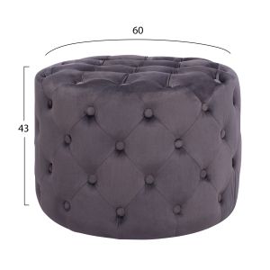 Kassie Chesterfield stool, gray plush fabric Hm8406,01