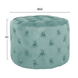 Stool Kassie Hm8406,07 green suede T, Chesterfield D60x43cm